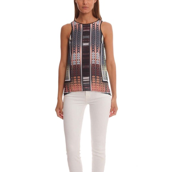 Clover Canyon Donegal Open Back Top Blouse Sleeveless Geometric Print S - Picture 1 of 8